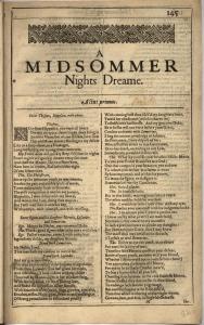 Old-fashioned looking page from Shakespeare's play
